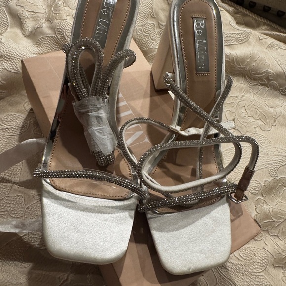Be Mine White and Silver Strappy Heels - Picture 2 of 3